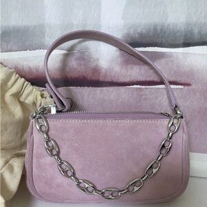 BY FAR PURPLE SUEDE MINI RACHEL BAG